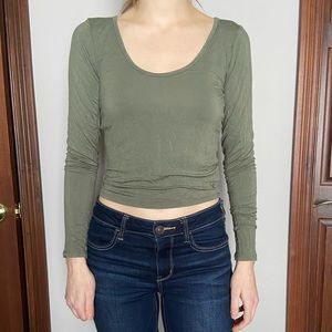 American Eagle Aryn Green Crop Top - Size L